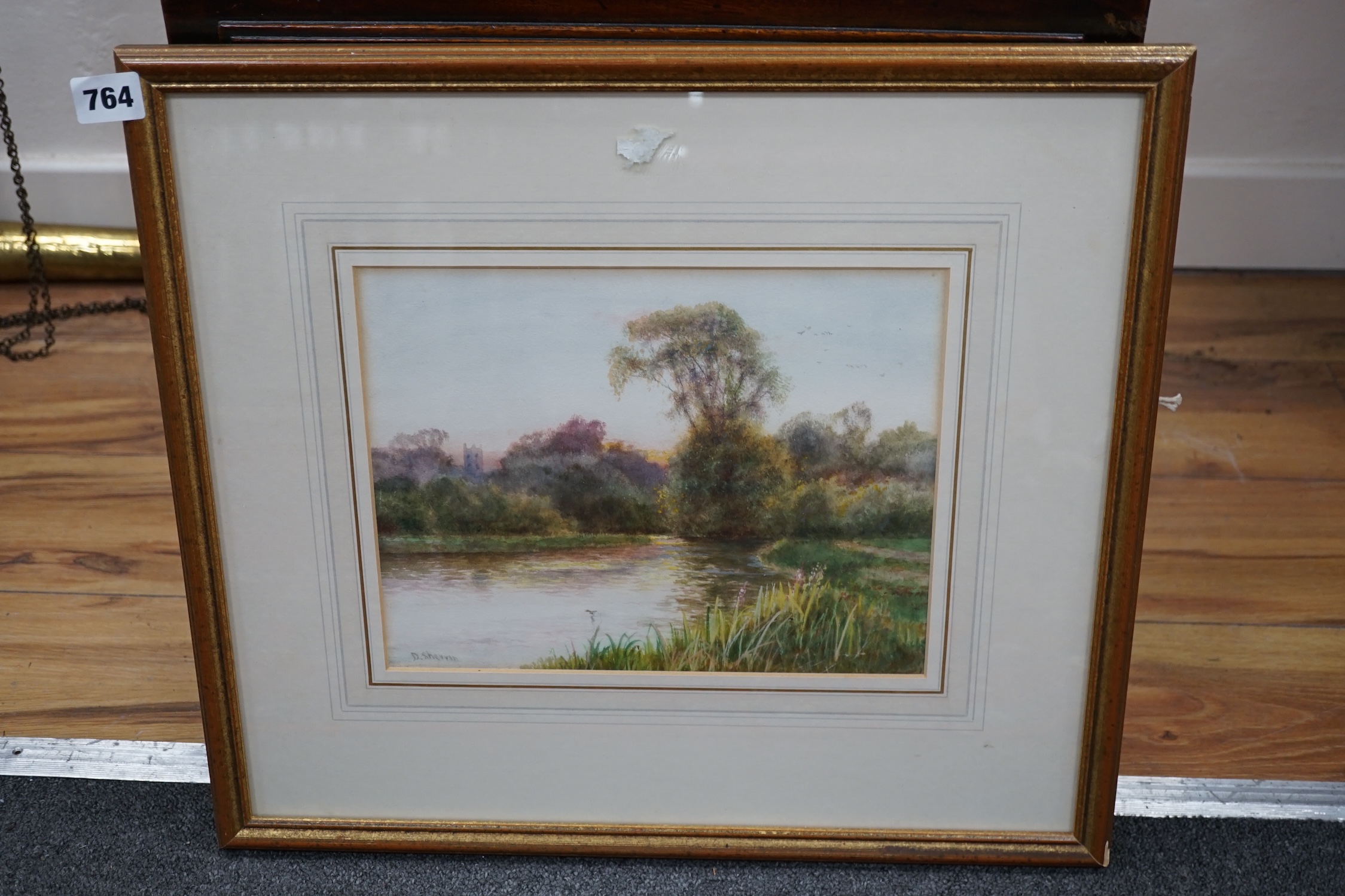 Daniel Sherrin (1868-1940), watercolour, riverscape, signed, 22 x 28cm. Condition - fair